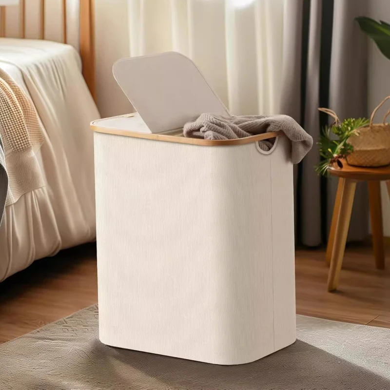 

3 grid classification, laundry basket, dirty laundry basket, Oxford cloth, bamboo, magic inner bag