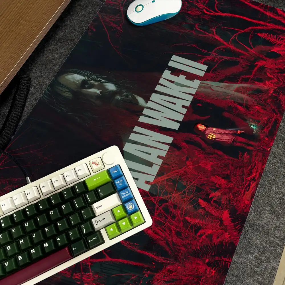 Spiel A-Alan Wake 2 Mauspad Xxl Computer Große rutschfeste Gamer-Tastatur 90 x 40 cm Art Design HD Schreibtischunterlage