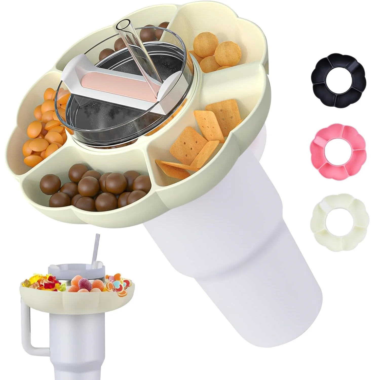 

Snack Bowl for Stanley 40 oz with Handle, Tumbler Snack Tray for Stanley Cup, Reusable Snack Ring Bowl for Cup Accessories