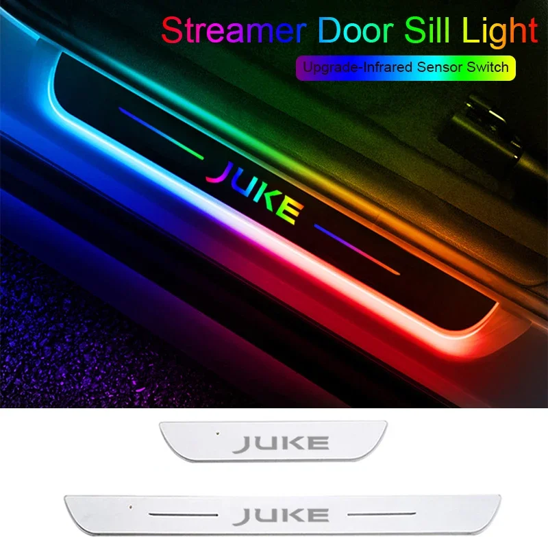 USB Power Moving Car LED Welcome Pedal for Nissan Juke Acrylic Pathway Front Rear Threshold Light Decorative Strips Accessories