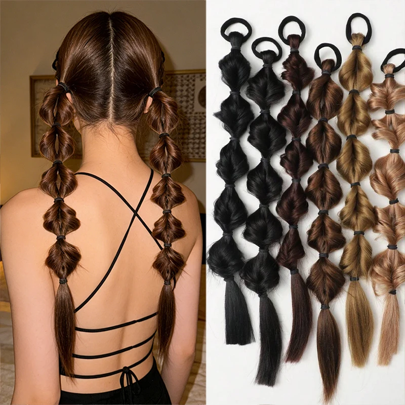 

20-дюймовый парик-хвост с двойным плетением, эластичной резинкой и дизайном в стиле «фонарик»