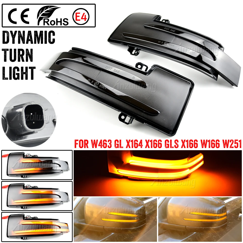 

Dynamic Blinker LED Rear View Mirror Turn Signal Light For Mercedes-Benz X164 GL 2011-15 W164 W166 ML 2010-15 GLE GLS 2015-2019