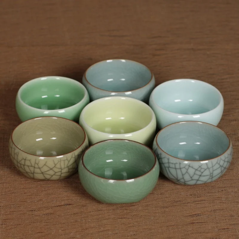 

|Celadon Small Cup Kung Fu Tea Set Tea Tasting Cup Crack Teacup Tea Set Accessories All-Match Cup Jian Kiln Cup