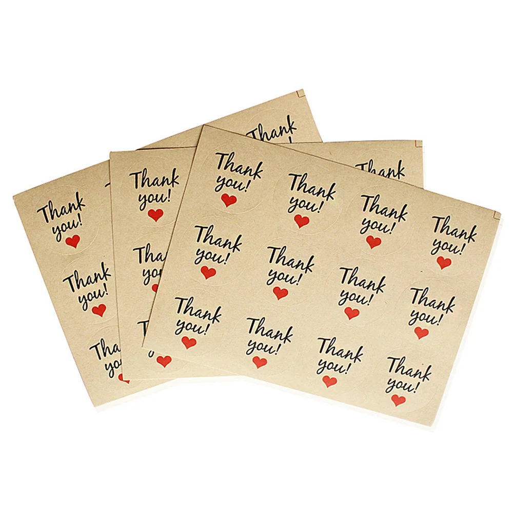 

600Pcs Thank You Sticker Labels Kraft Paper Vintage Red Heart Wedding Favor DIY Food Gift Label Thank You Sticker Labels