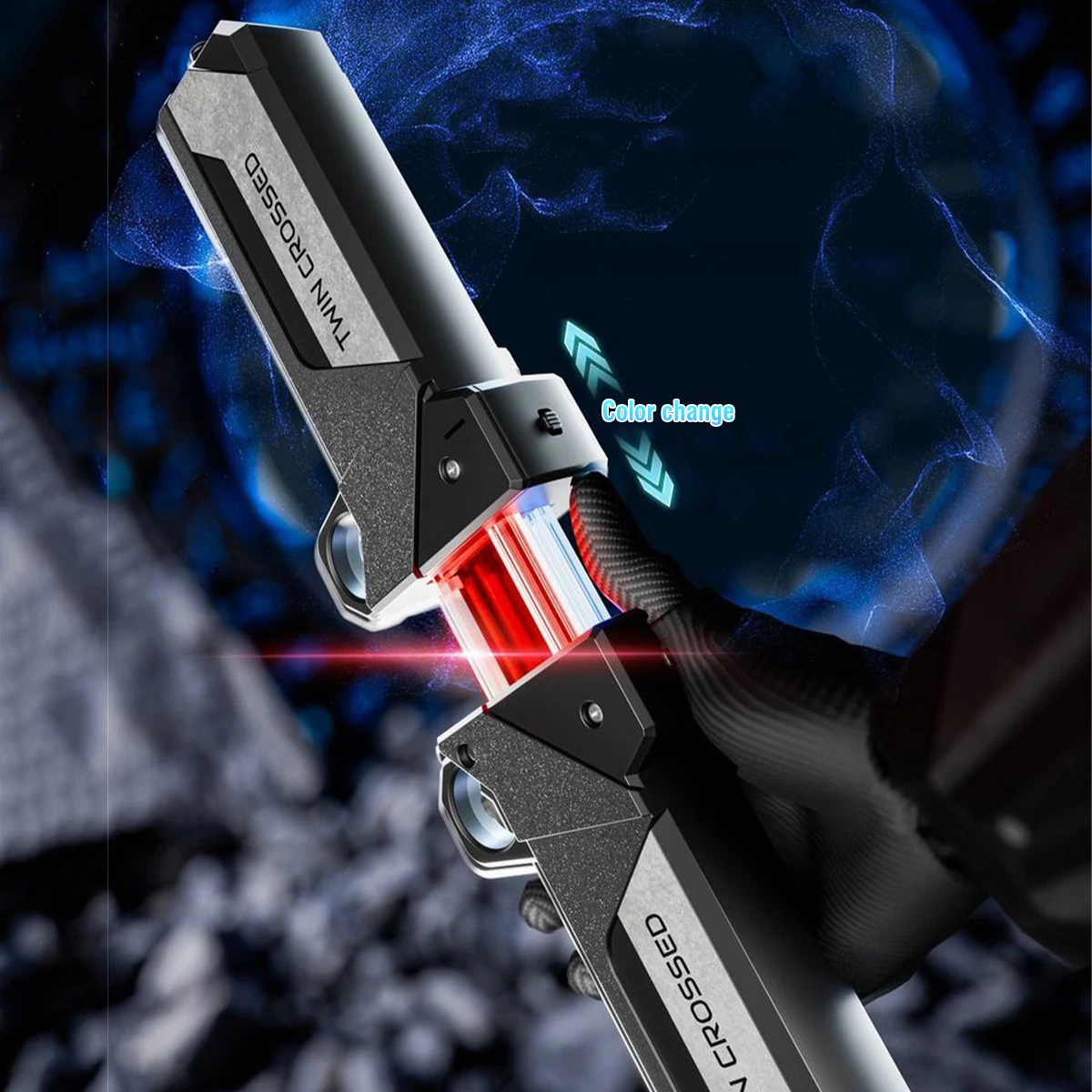 Doppelblattiges Lichtschwertspielzeug mit Licht, 2-in-1-Schwertspielzeug, Leuchtstab, Cosplay, Rollenspiel, interaktive Spiele für Erwachsene, Kinder, Jungen