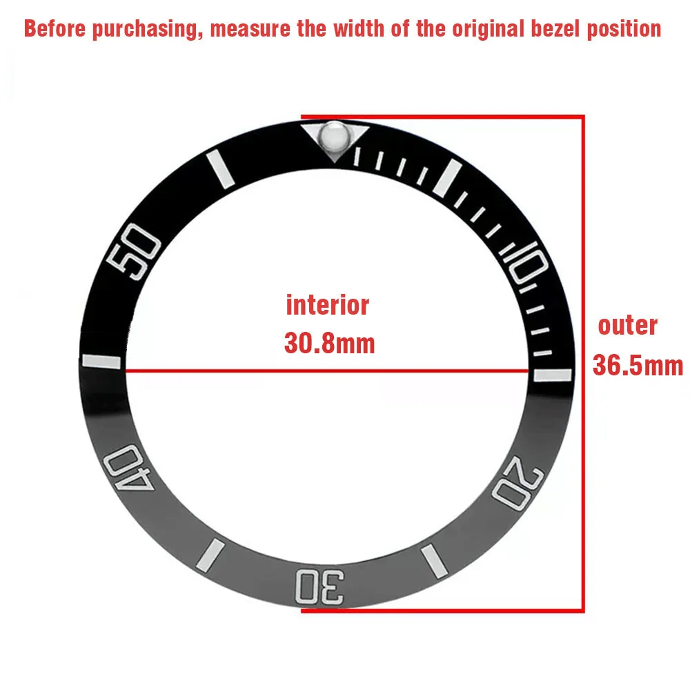 Sloping Aluminium Bezel Insert 36.5*30.8mm Replacement of Watch Accessories parts Watch Cases Replace Accessory Bezel Ring