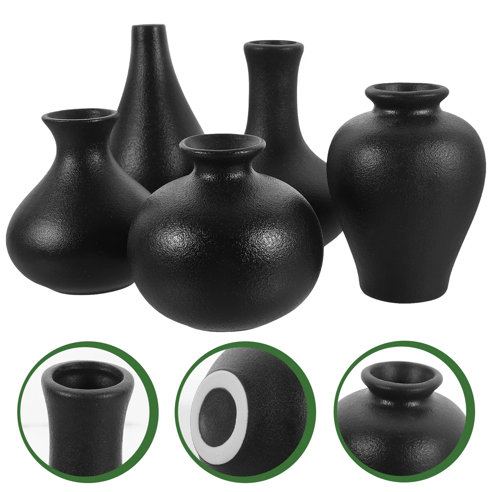 

5Pcs Ceramic Vase Craft Practical Simple Style Flower Vase for Home Office Yard Flower Arrangement Holder