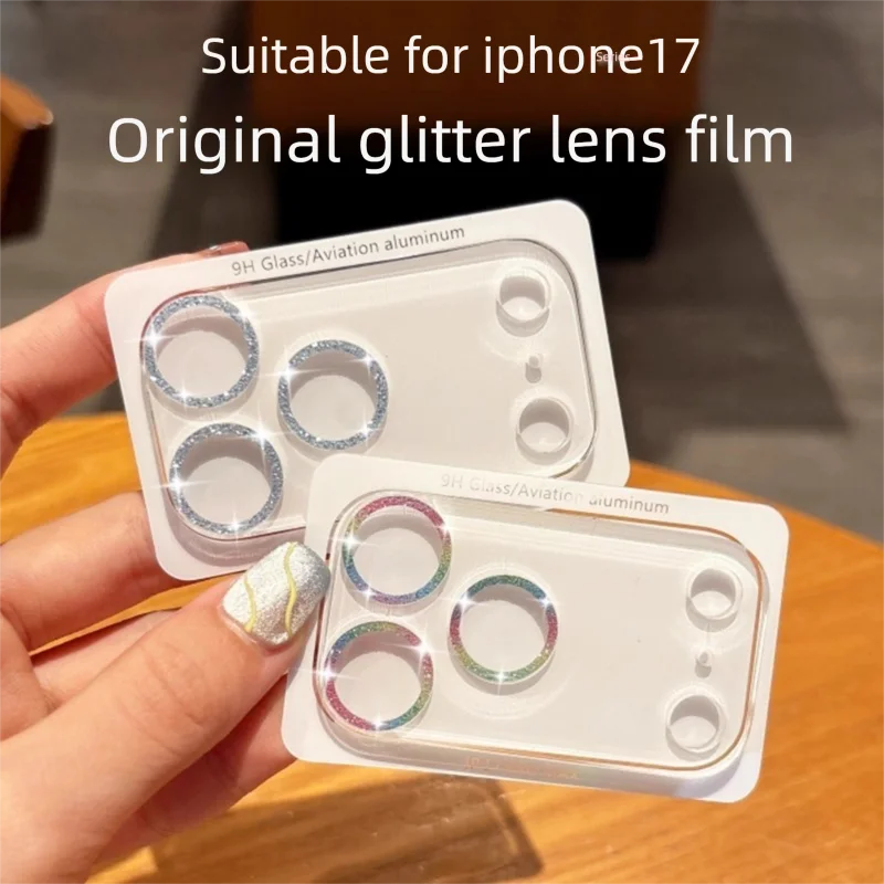

Suitable for Apple 17 Promax Starry Glitter Powder Integrated Lens Film iPhone 16 Glitter Diamond Transparent 14 Hawkeye 15