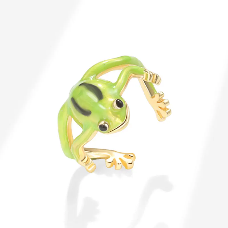 925 Sterling Silver Jewelry Enamel Frog-shaped Hug Finger Rings for Women Wedding Party Jewelry For Girls Friends Gift view 3