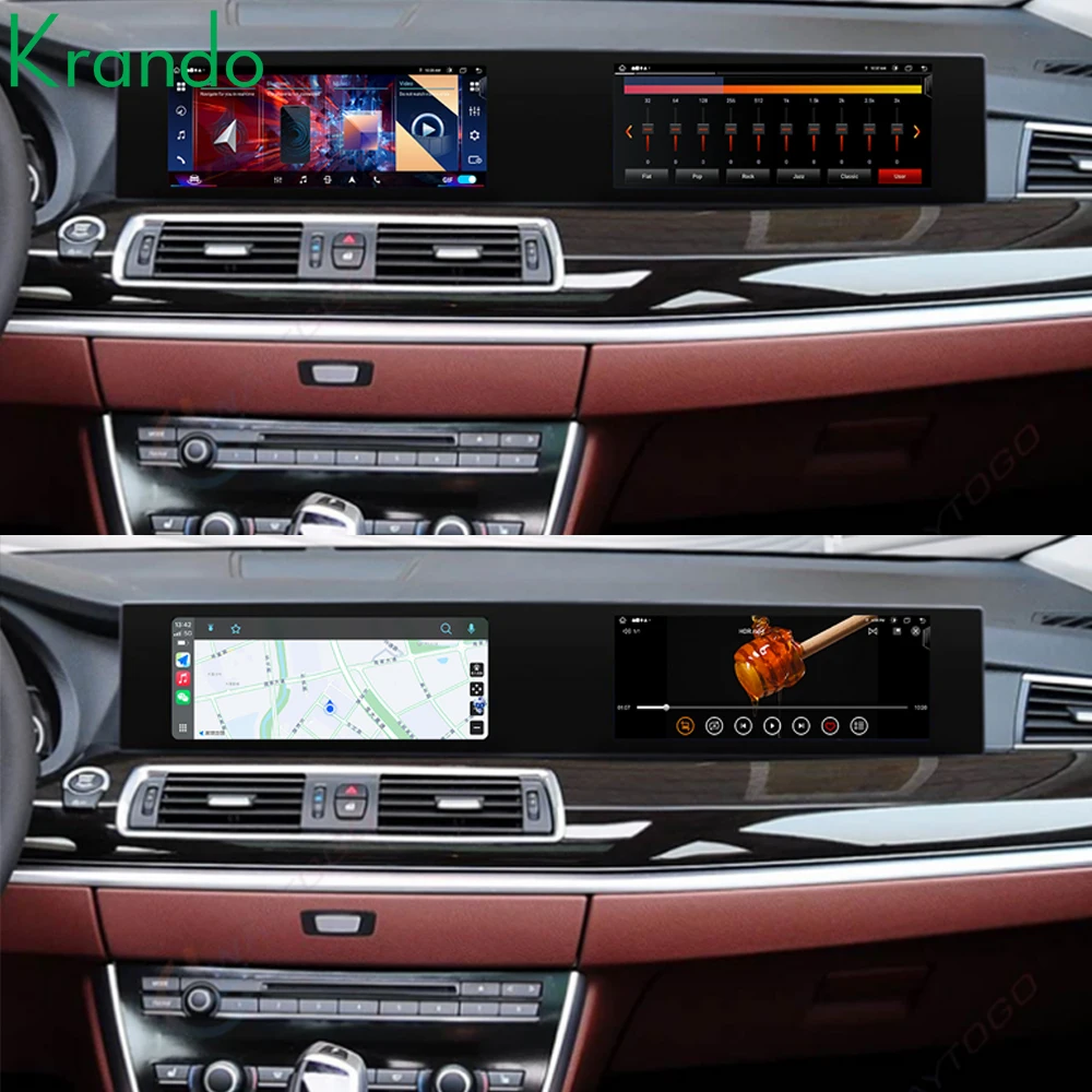 Krando 22 بوصة نظام ملاحة للسيارة بنظام تحديد المواقع لسيارات BMW 5 Series F07 GT 2011 -2018 وحدة رأس الوسائط المتعددة اللاسلكية Carplay شاشة Android Autoradio