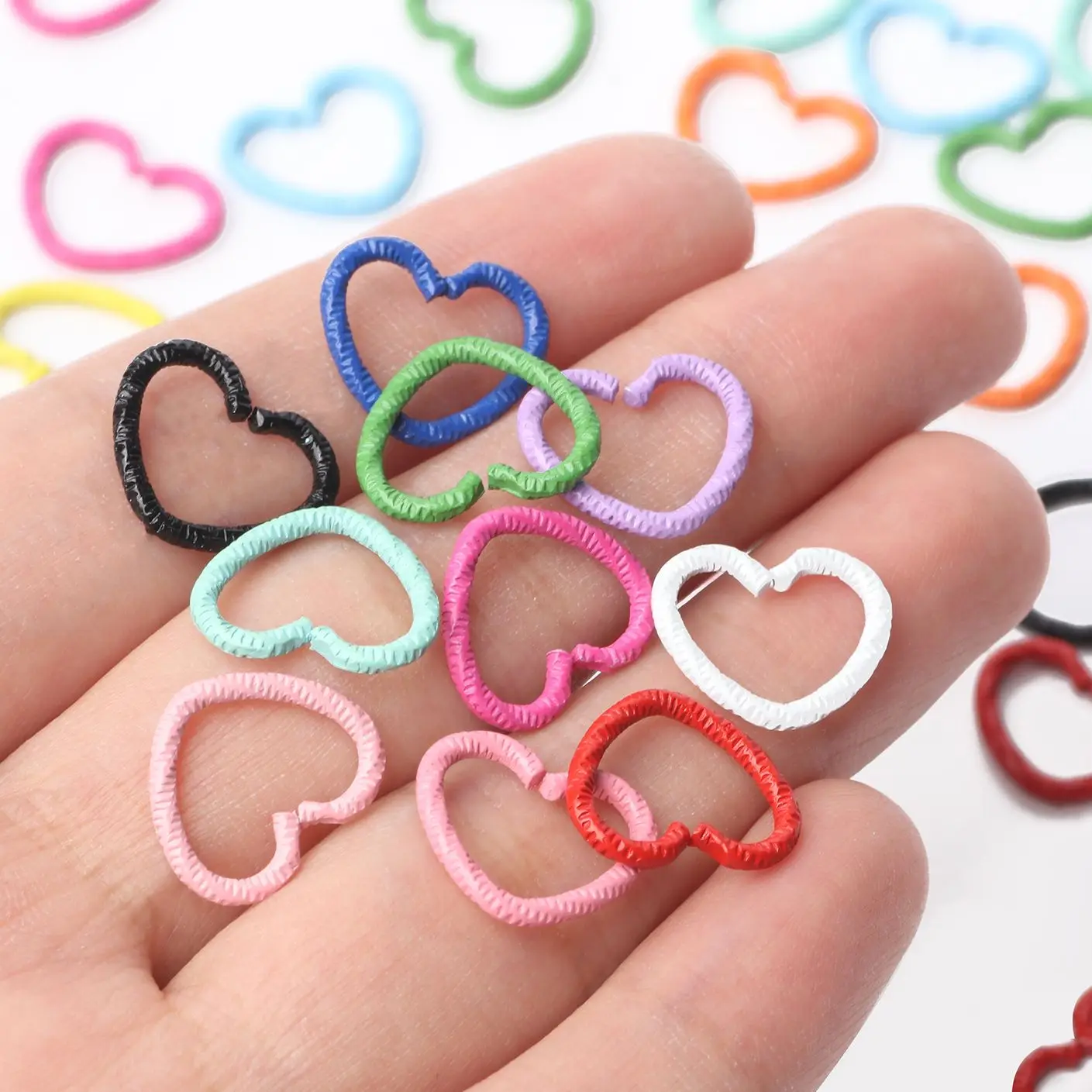 Colorful Love Heart 14x12mm Jump Ring Twisted Open Split Rings Connector Crfats For Jewelry Making DIY Earring Accessories