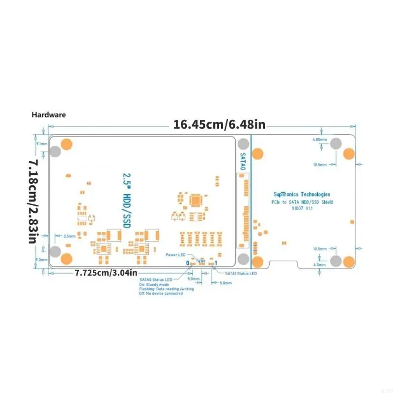 H37B x1007 PCIe до 2,5 HDD/SSD Доска для расширения двойного хранения для RPI