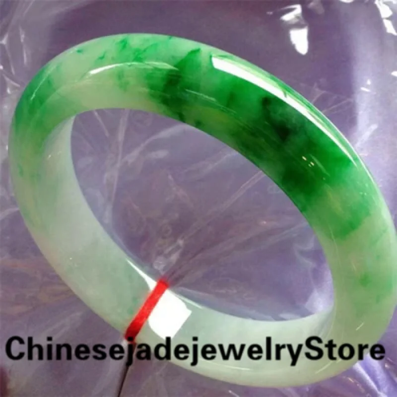 

Jewelry Natural Myanmar Real Jades Bangles 54-64mm Green Two-tone Bracelet Elegant Princess Jewelry Best Gifts For Ladies