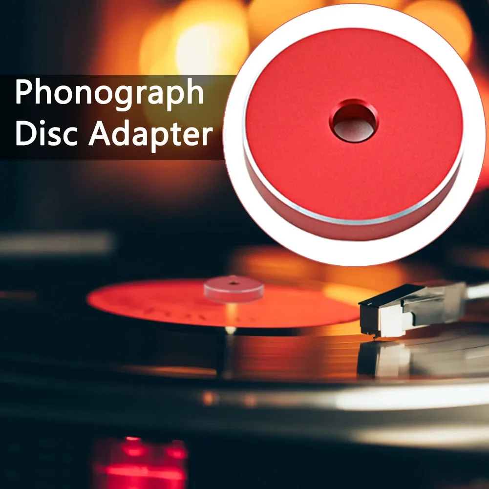 Hot Sale 45 RPM Turntable Adapter Solid Aluminum Black Red Vinyl Turntable Center Adapter 7 inch EP Record Turntable Phonograph