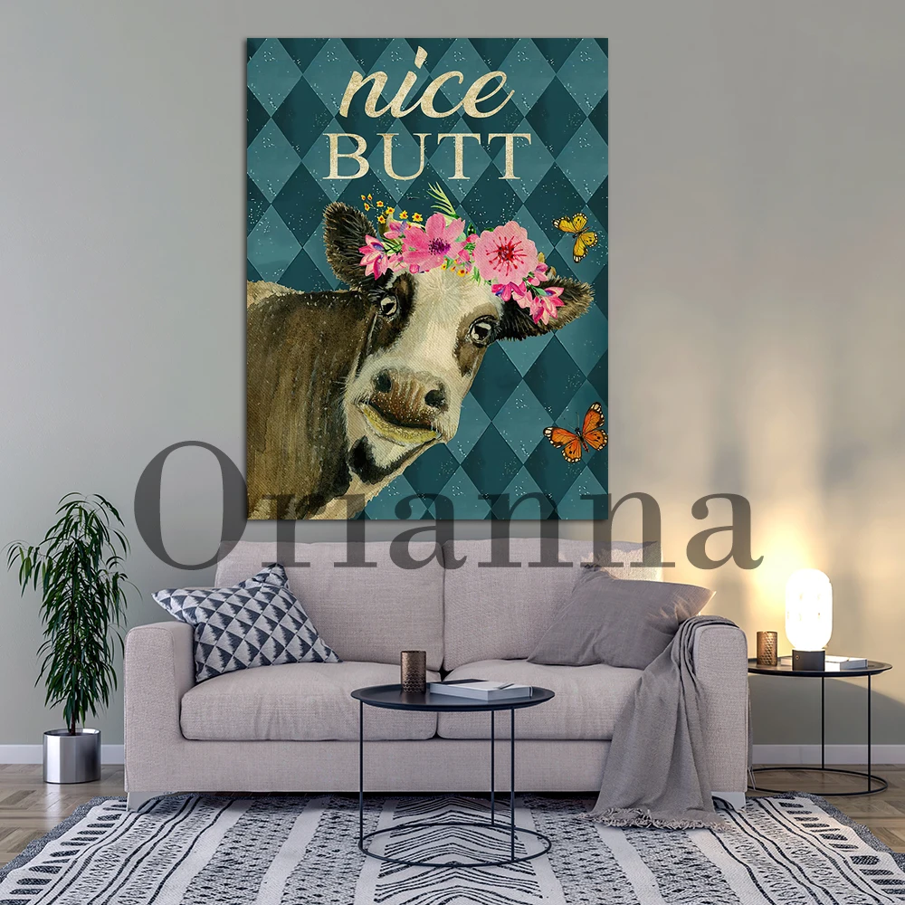 Funny Cow Poster, Cow Nice Butt Bathroom Wall Art, Cow Bathroom Print, Funny Bathroom Decor, Farm House, Farmer Cow Lovers Gift