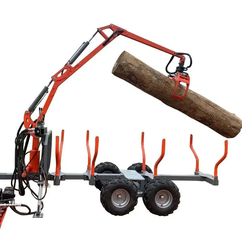 

Forest timber trailer with crane ,log crane timber loading crane for tractor