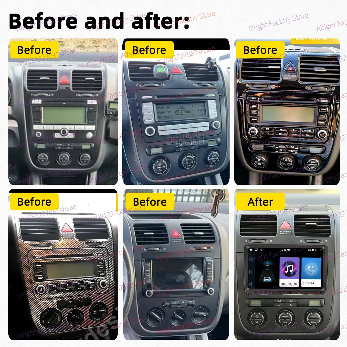 9 "CarPlay Android Car 2 Din Stereo لـ VW Volkswagen Golf Jetta 5 V MK5 Rabbit 2004-2009 - Autoradio Head Unit راديو الوسائط المتعددة