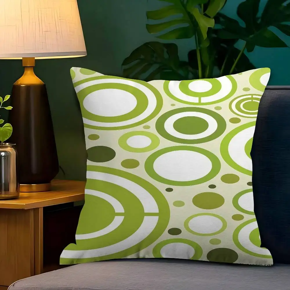

Green Circles Pillowcase Toon Gift Cushion Cover Bedroom Home Sofa Chair Seat Decor Pillow Case