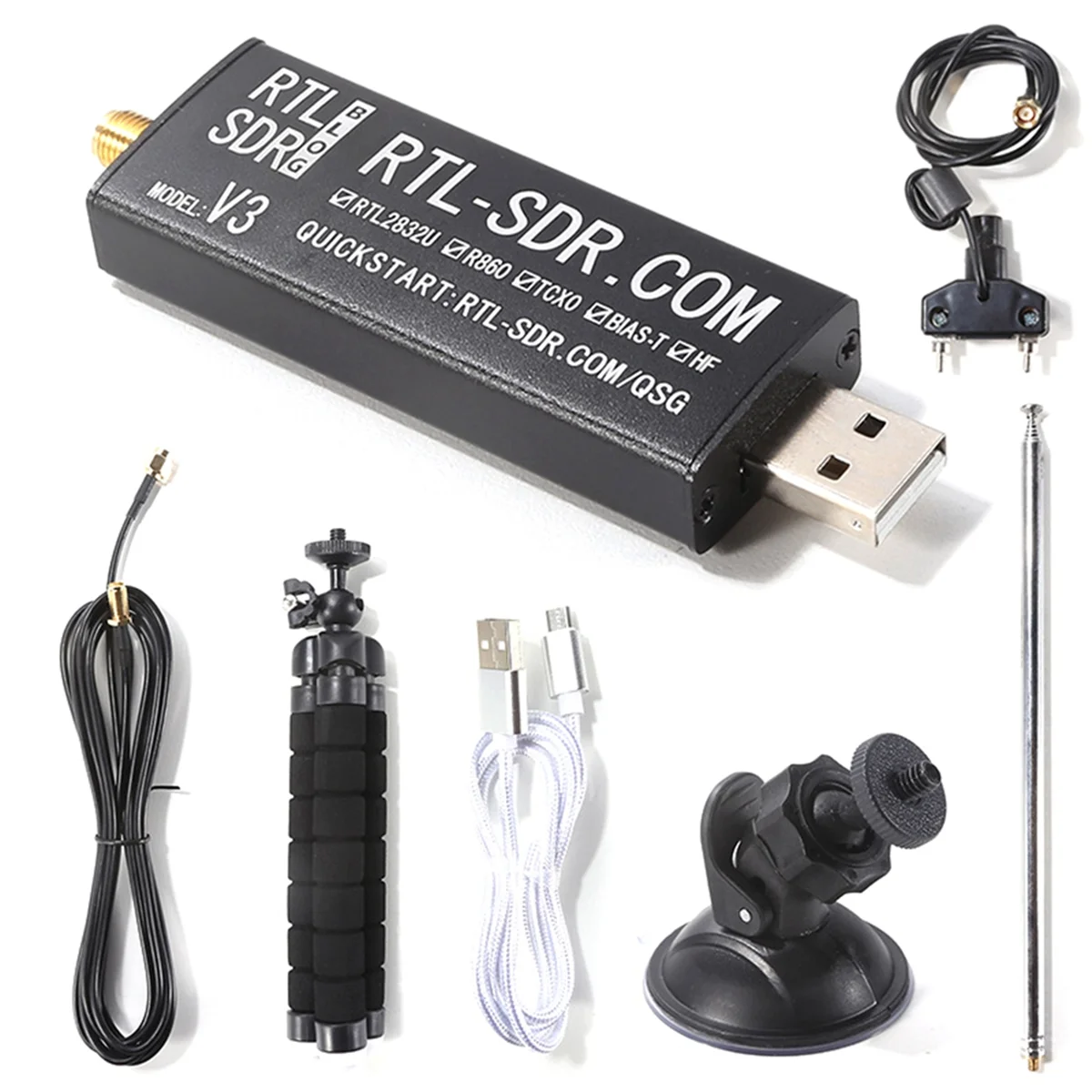 

A62T-RTL-SDR V3 R820T2 TCXO Software Radio Wideband Ultrashortwave SDR Multifunction Convenience Receiver Black Complete Set
