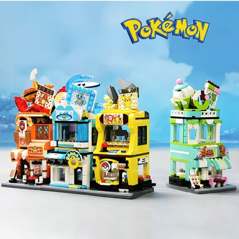 Keeppley Pokemon Pikachu Mini Street View Exclusive Building Blocks City Architecture Food Assembly Model Toys Children's Gifts