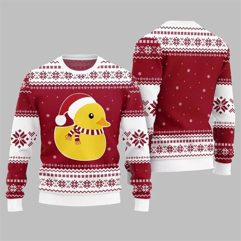

Rubber Yellow Duck Cute Ugly Christmas Sweater Funny Children 3D Print Fitness Stronger Duck Funny Ugly Sweater Men Sweatshirt