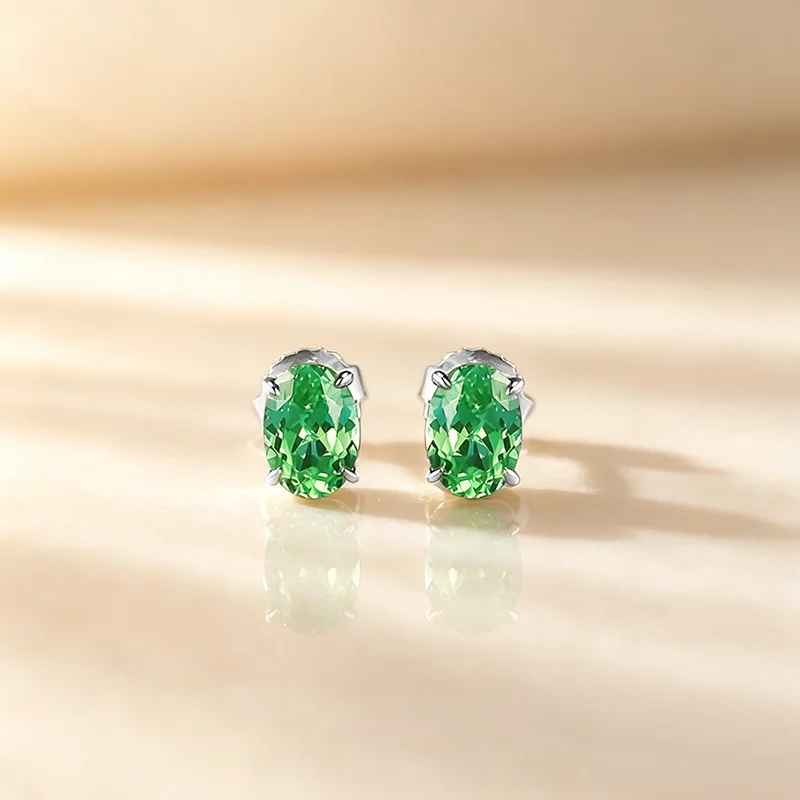 Apaison Luxury 5x7 mm High Carbon Diamond Women's Stud Earrings-Wedding Engagement 925 Sterling Silver Ear Earrings Jewelry Gift