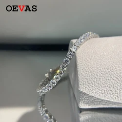 OEVAS 3mm High Carbon Diamond Tennis Bracelet S925 Sterling Silver Plated 18K Gold Lab Diamond Bracelet Fine Jewelry Wholesale