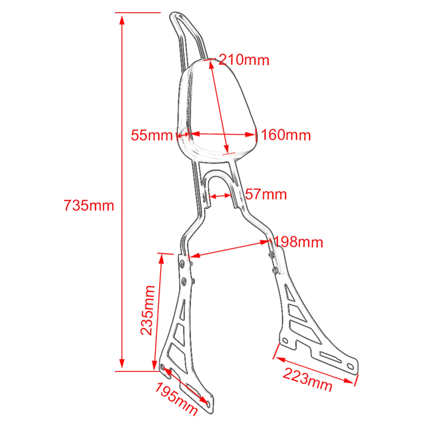 Motorcycle Sissy Bar Passenger Backrest For Harley Sportster XL 1200 883 2004-2021 2009 2013 2007 2008