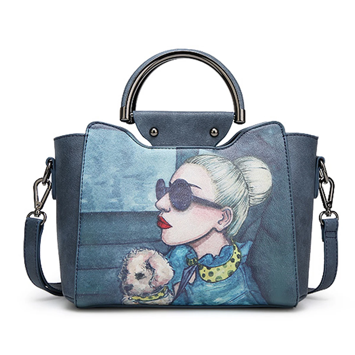 

New cartoon printed trendy large capacity versatile bucket bag suitable for daily commuting and weekend shopping