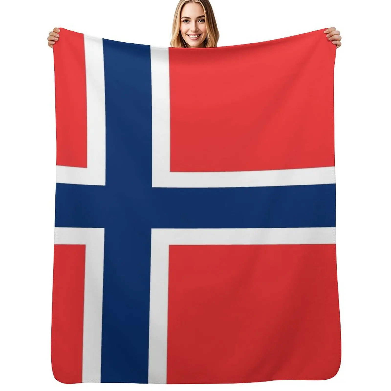 

Norwegian Flag Throw Blanket Picnic Soft Plaid Blankets