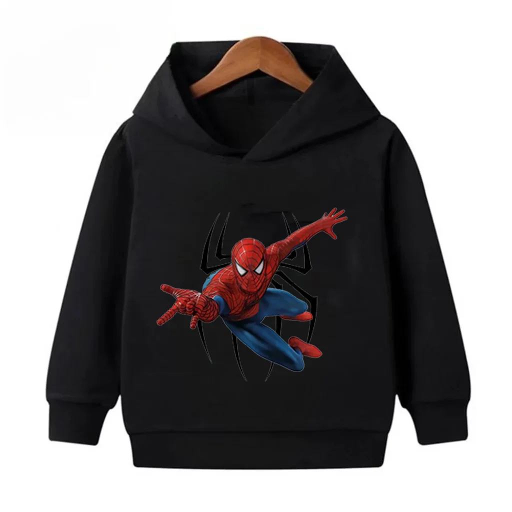 Superhero Printed Spider Man Children's Hoodie Loose Lightweight Slim Fit Tops for Boys Outdoor Leisure Sports Street Wear