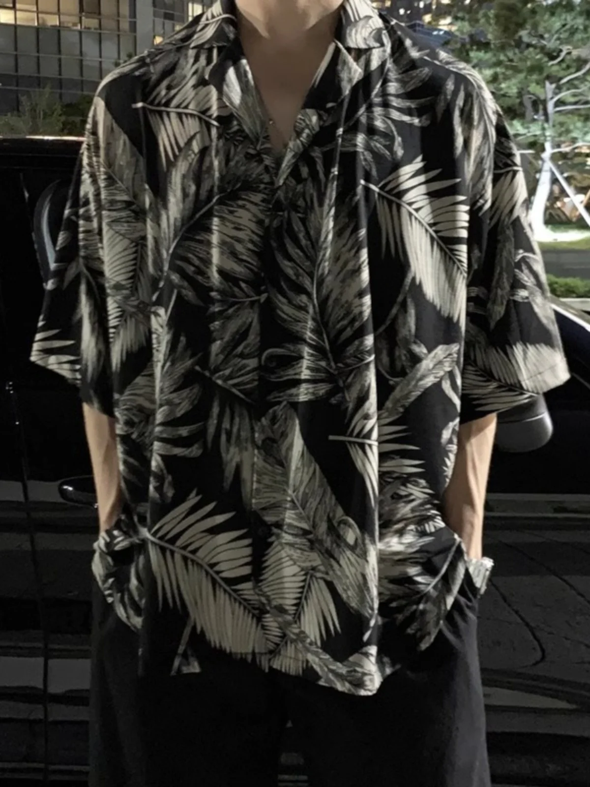 

Extra Large 300 Pou Hong Kong Sle Retro Design Men's Loose ort Sve Summer Hawaiian Flower irt Youth Trendy