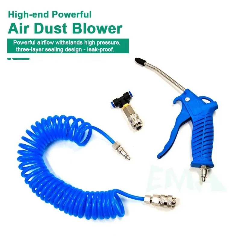 

4x6mm Heavy Duty Air Dust Blow Gun, 50cm Long Pneumatic Coiled TPU Hose Duster Gun Remover for Air Compressor,dust Blower Set