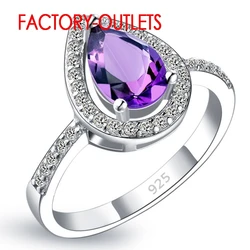 925 Sterling Silver Bridal Ring Trendy Fashion Jewelry CZ Austrian Crystal Water Drop Shape Women Girls Engagement Anniversary