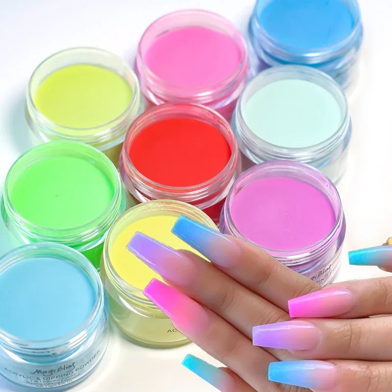 15g/box Bright Color Acrylic Powder Blue Green Nail Extension Engraving 3D Pattern Dust  DIY Manicure Professional Supplies