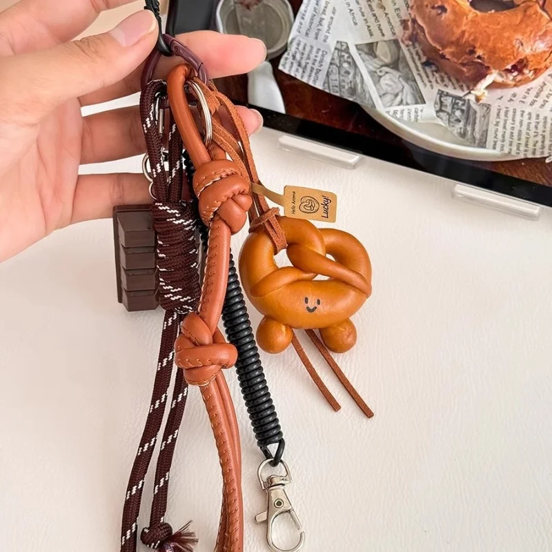 Braided Rope Bag Pendant High-Grade Keychain Pendant Cute Miu Series Alkaline Water Bread Ins Bag Pendant Chocolate Pendant