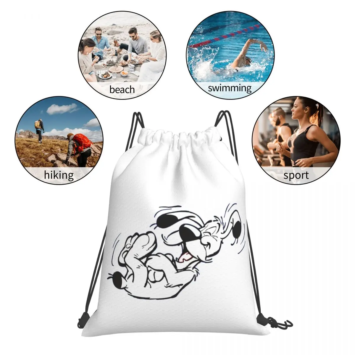 Asterix And Obelix Dogmatix Ideafix Obelix Dog1 Backpacks Casual Drawstring Bags Sports Bag Book Bags For Travel School