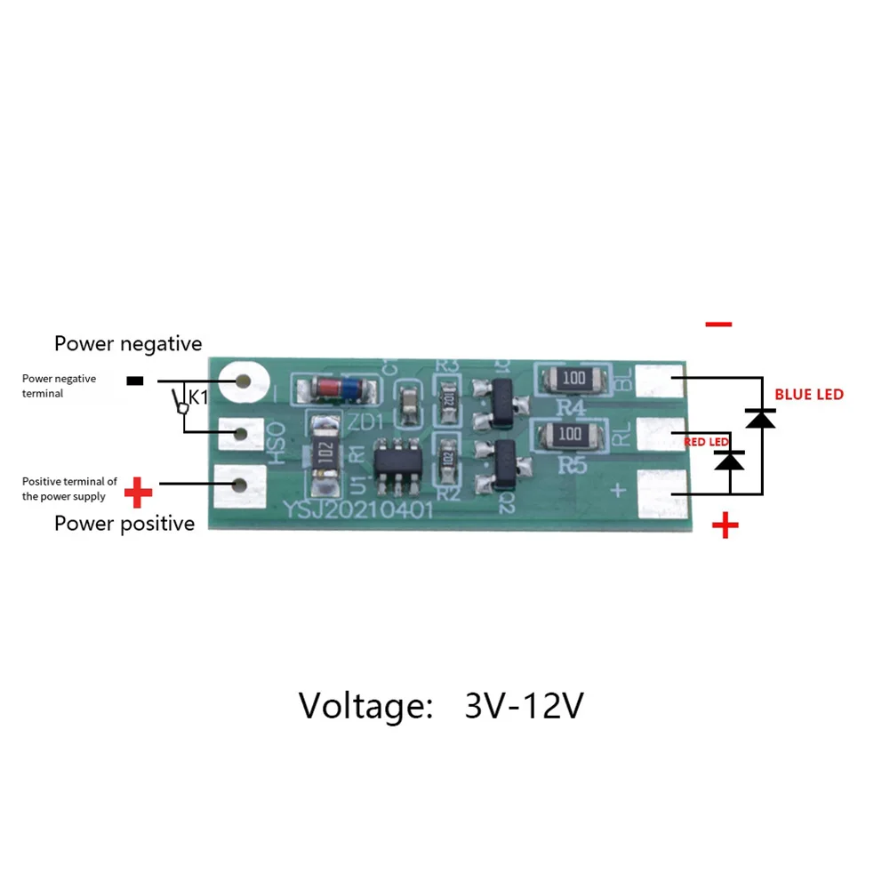 5PCS 3-12V Flashing LED Light Module Red Blue LED Lights For Car Safety Lights Home Decoration Accessories