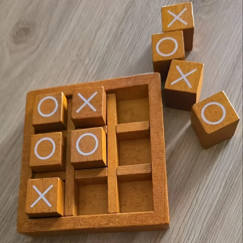 

[Educational Board Game] Wooden Tic-Tac-Toe XO Game, Children's Educational Two-Player Board Game for Focus and Logical Thinking