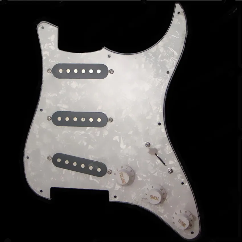 

White Pearl Loaded Prewired Pickguard Scratch Plate Circuit Assembly Electric Guitar with SSS BlacK Pickup Guitar Accessories