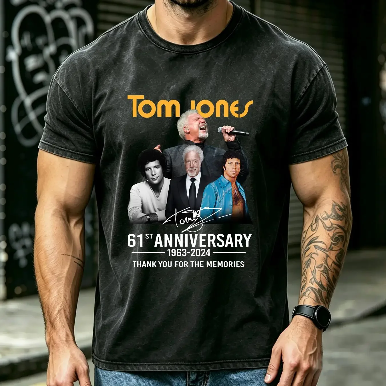 washed T Shirt New Tom Jones 61st Anniversary 1963 2024 Thank You Memories Cotton TT1294 long or short sleeves vintage Washed