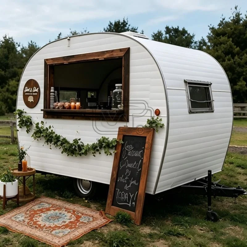 Custom Vintage Food Truck Trailer Mobile Kitchen Concession Trailer for Coffee Ice Cream BBQ Fast Food Business