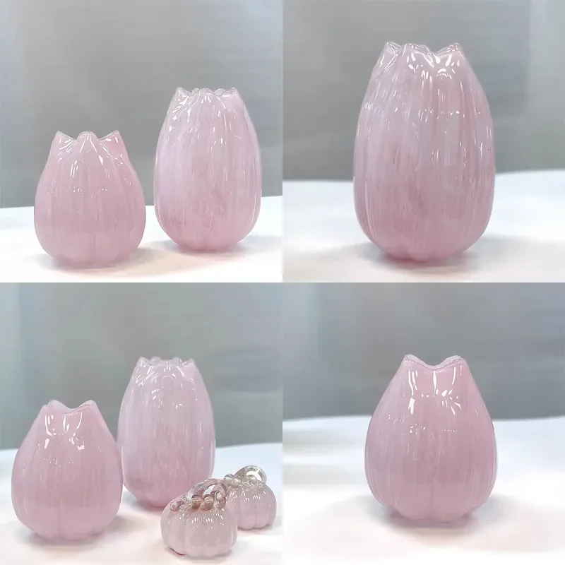 Retro Medieval Glass Vase Transparent Big Belly Flower Arrangement Home Decor for Living Room Dining Table Water Planting