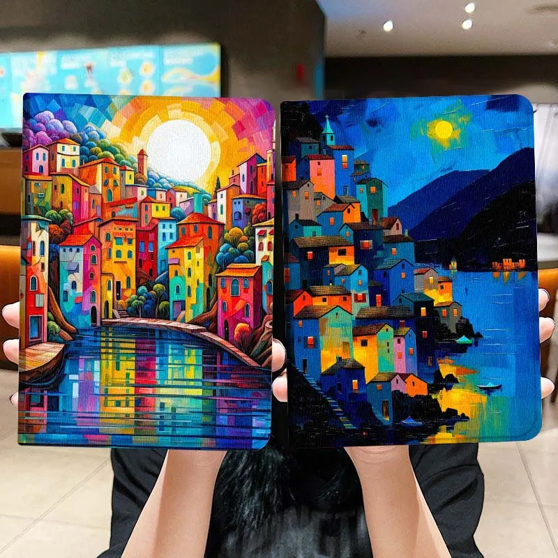 

Colorful River Town View Tablet Case For Lenovo Xiaoxin Legion Pad Tab Pro GT Y700 Gen4 2 11 P11 M10 K10 3rd Plus Gen Gift