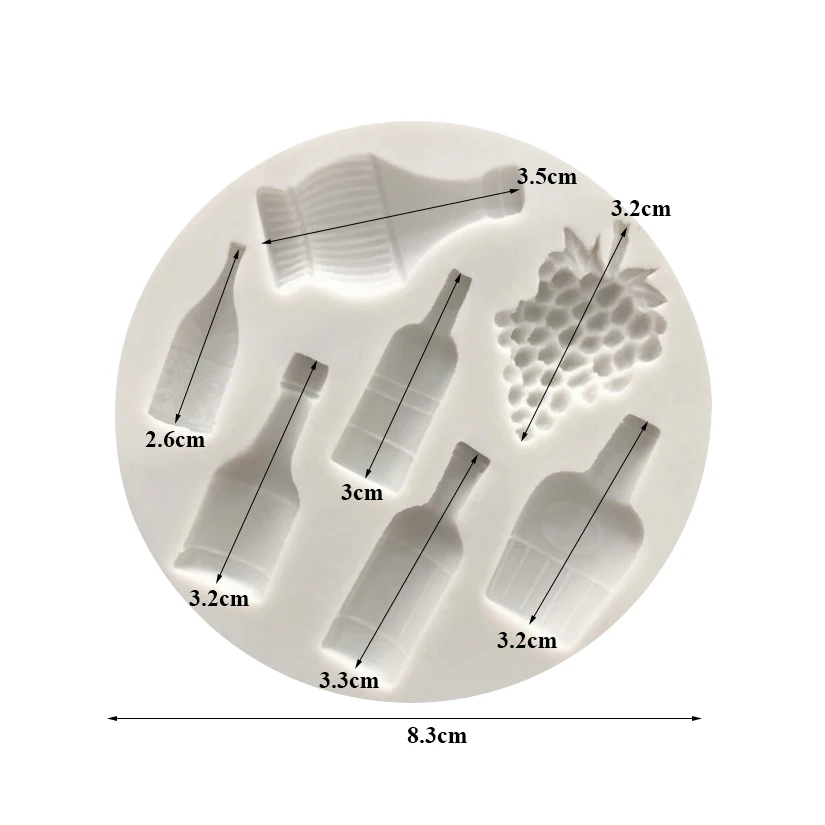 องุ่นและไวน์รูปร่างซิลิโคน Fondant เค้กช็อกโกแลตลูกอมซิลิโคนแม่พิมพ์ตกแต่งเครื่องมือ