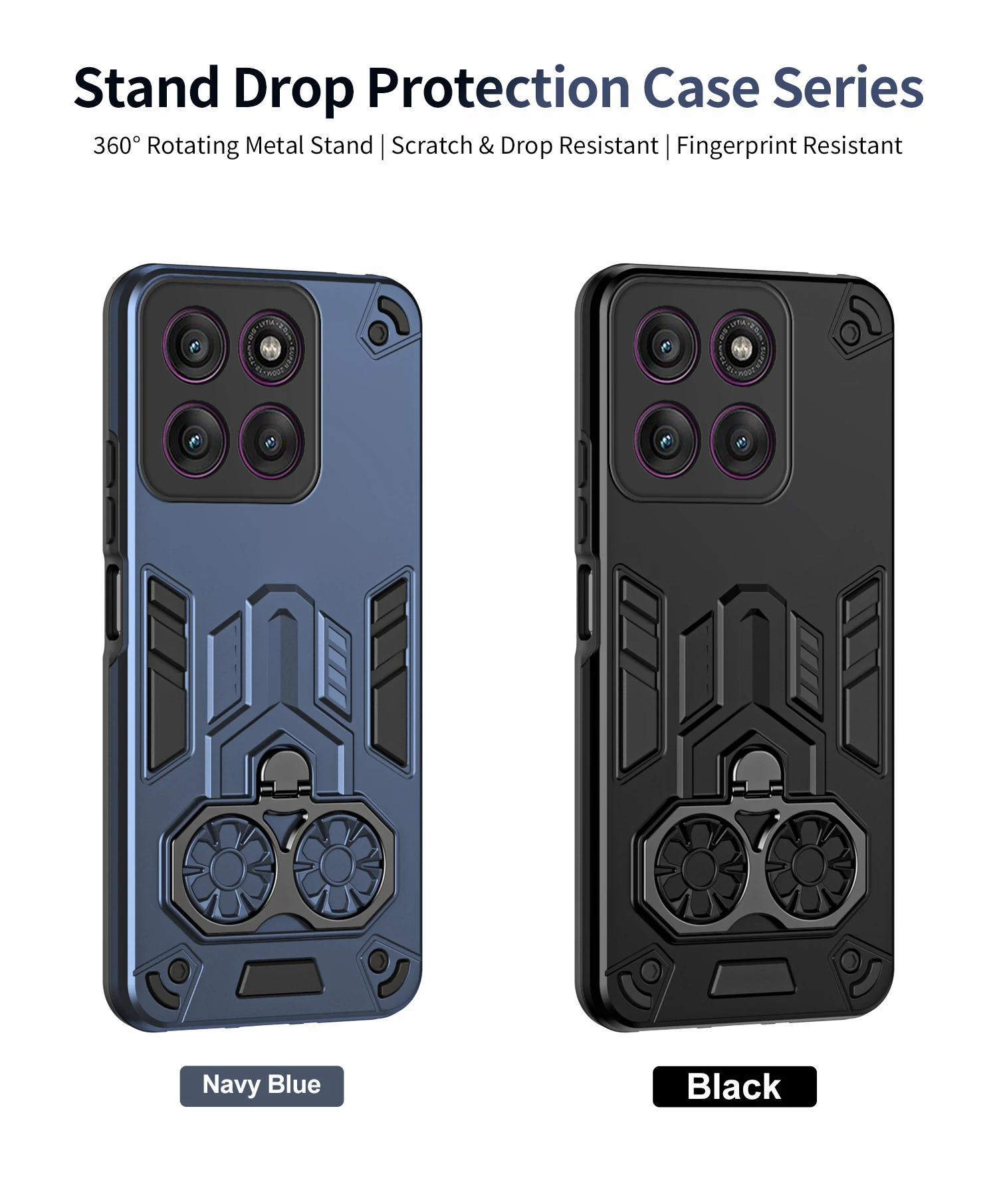 حافظة لهاتف موتورولا إيدج 50 60 برو فيوجن نيو G04 G04S G24 G05 G15 Power G15 E14 E15 غطاء حماية مقاوم للصدمات حلقة معدنية