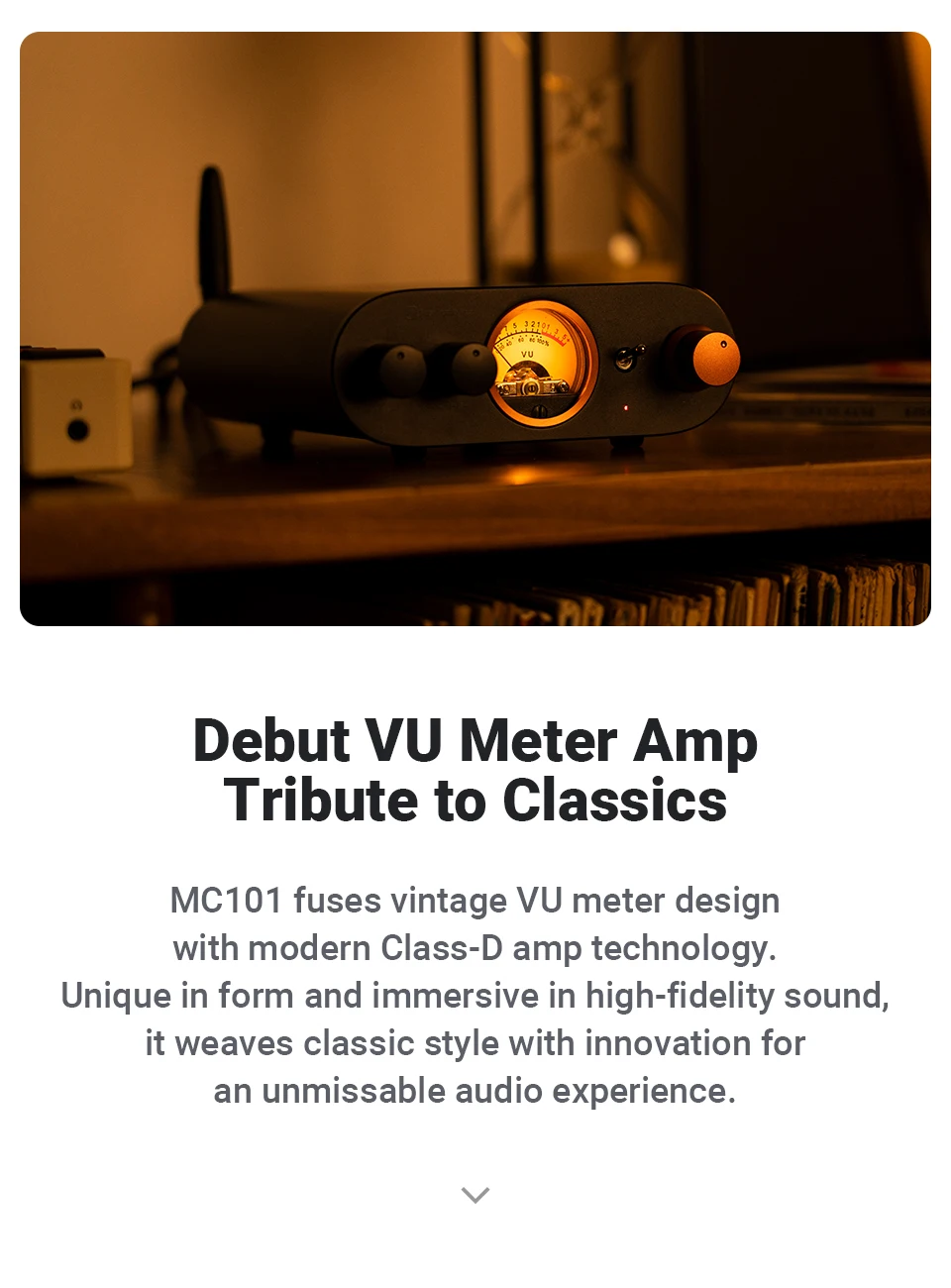 Fosi Audio MC101 Bluetooth-Stereoverstärker Home Audio Mini-Verstärker mit VU-Meter 2-Kanal-HiFi-Empfänger für passive Lautsprecher – Detail 5