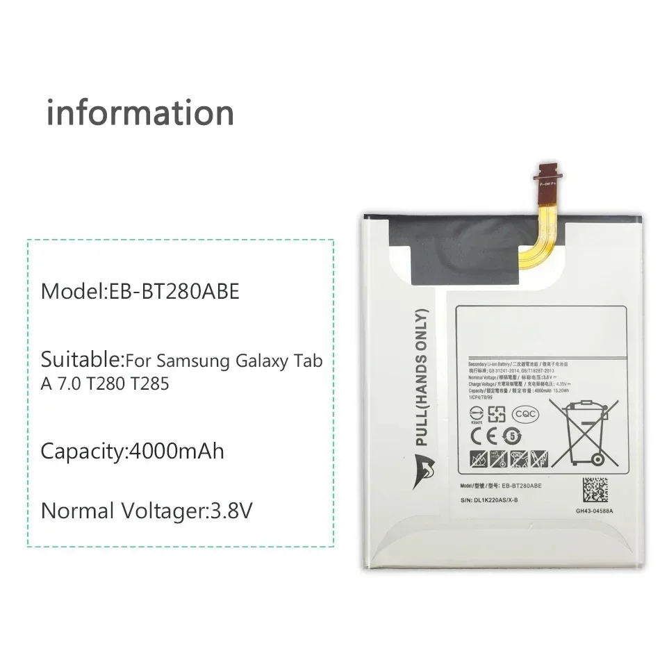 Tablet EB-BT280ABE 4000mAh Battery for Galaxy Tab A 7.0 SM-T280 T280 T285 Tablet Batteries Warranty  +Tools + Track NO image 2
