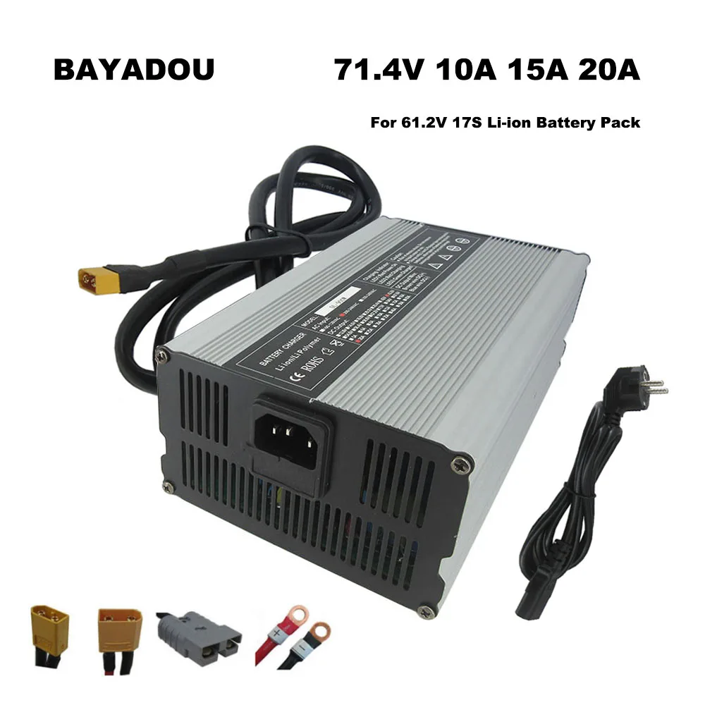 

71.4V 10A 15A 20A Li-ion Battery Fast Charger 61.2V 62.9V 17S Lithium RV Forklift Energy Storage Smart Charger