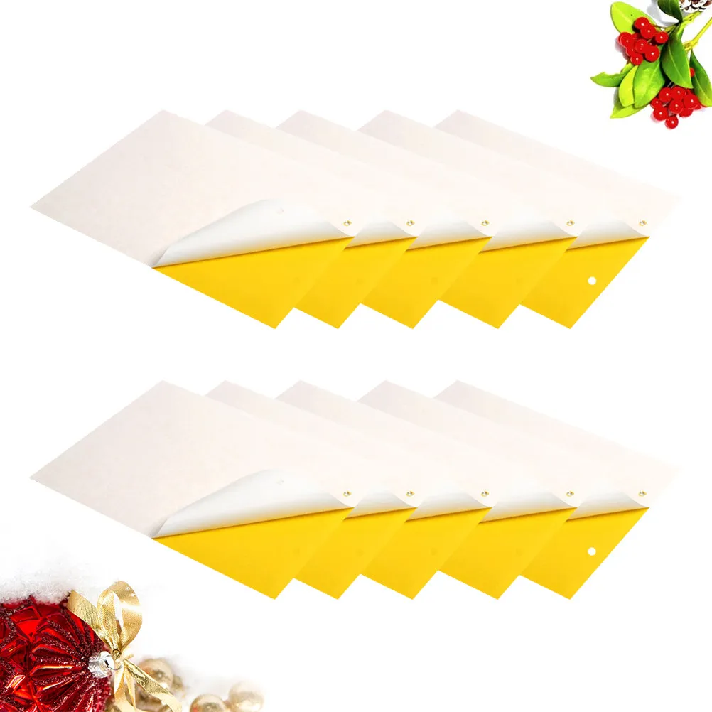 30Pcs 10x15cm Insect Sticky Traps Yellow Double-Sided Adhesive Fly Catcher for Greenhouse Vegetables and Flowers